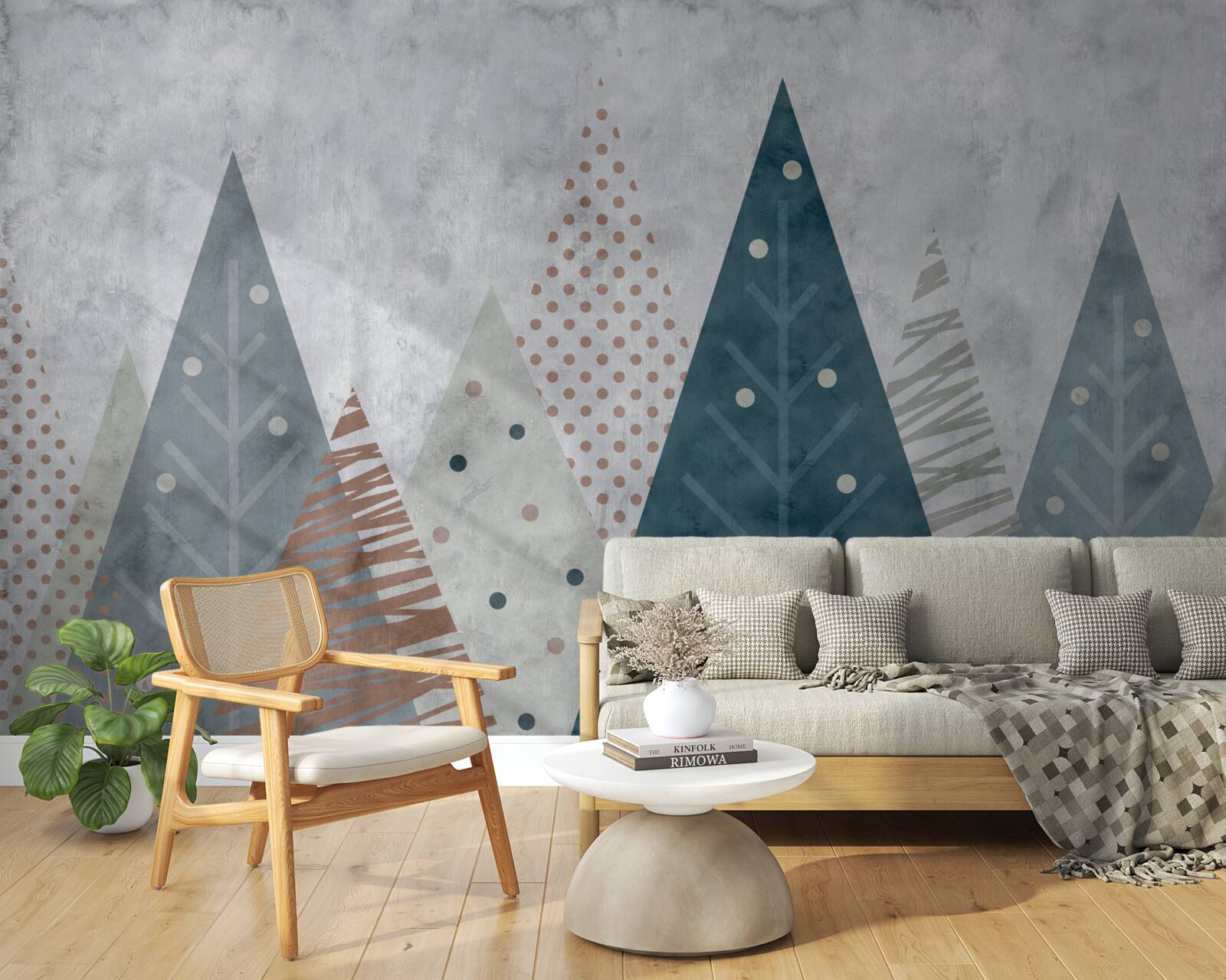 Papier peint image d'automne d'une forêt de conifères dans l'abstrait