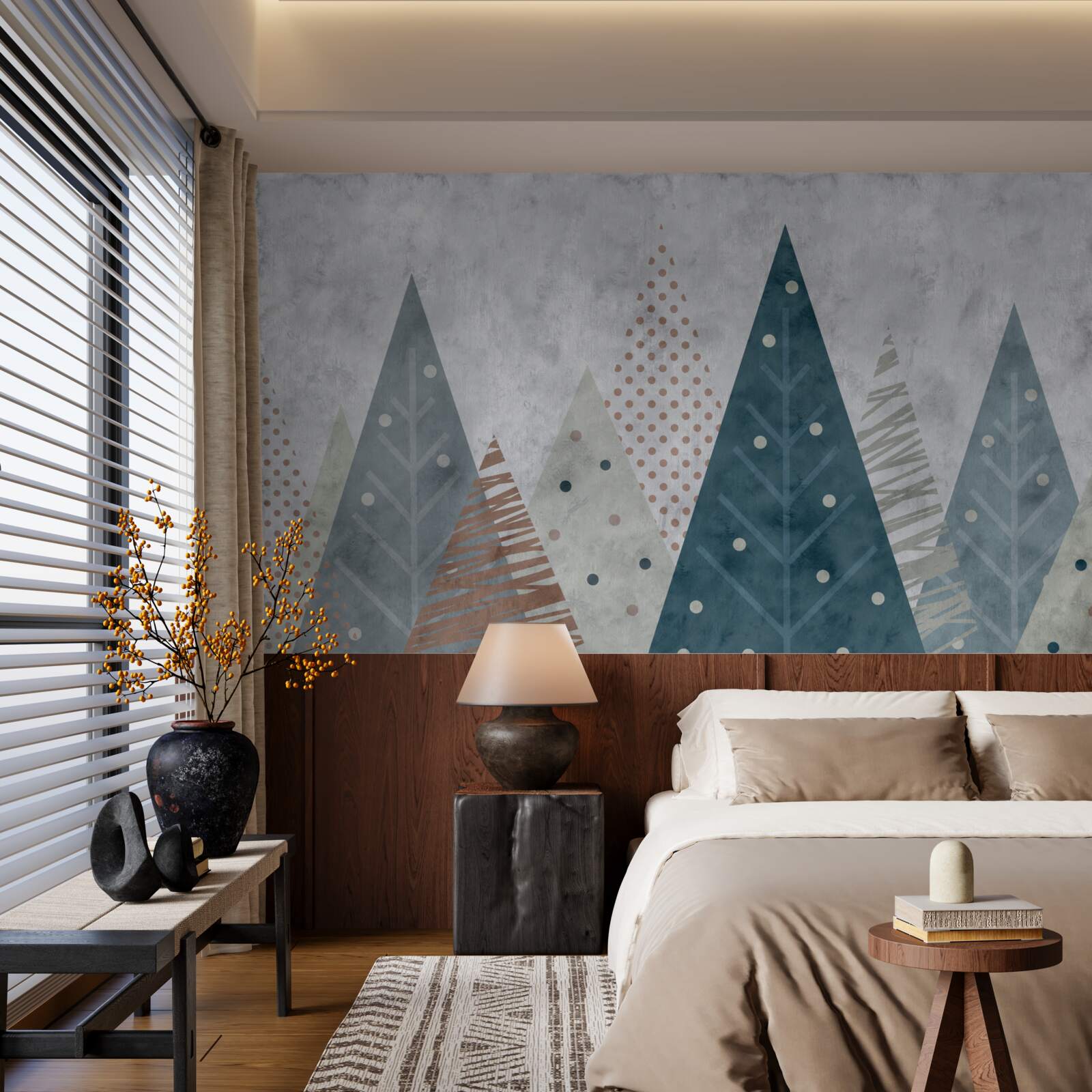 Papier peint image d'automne d'une forêt de conifères dans l'abstrait