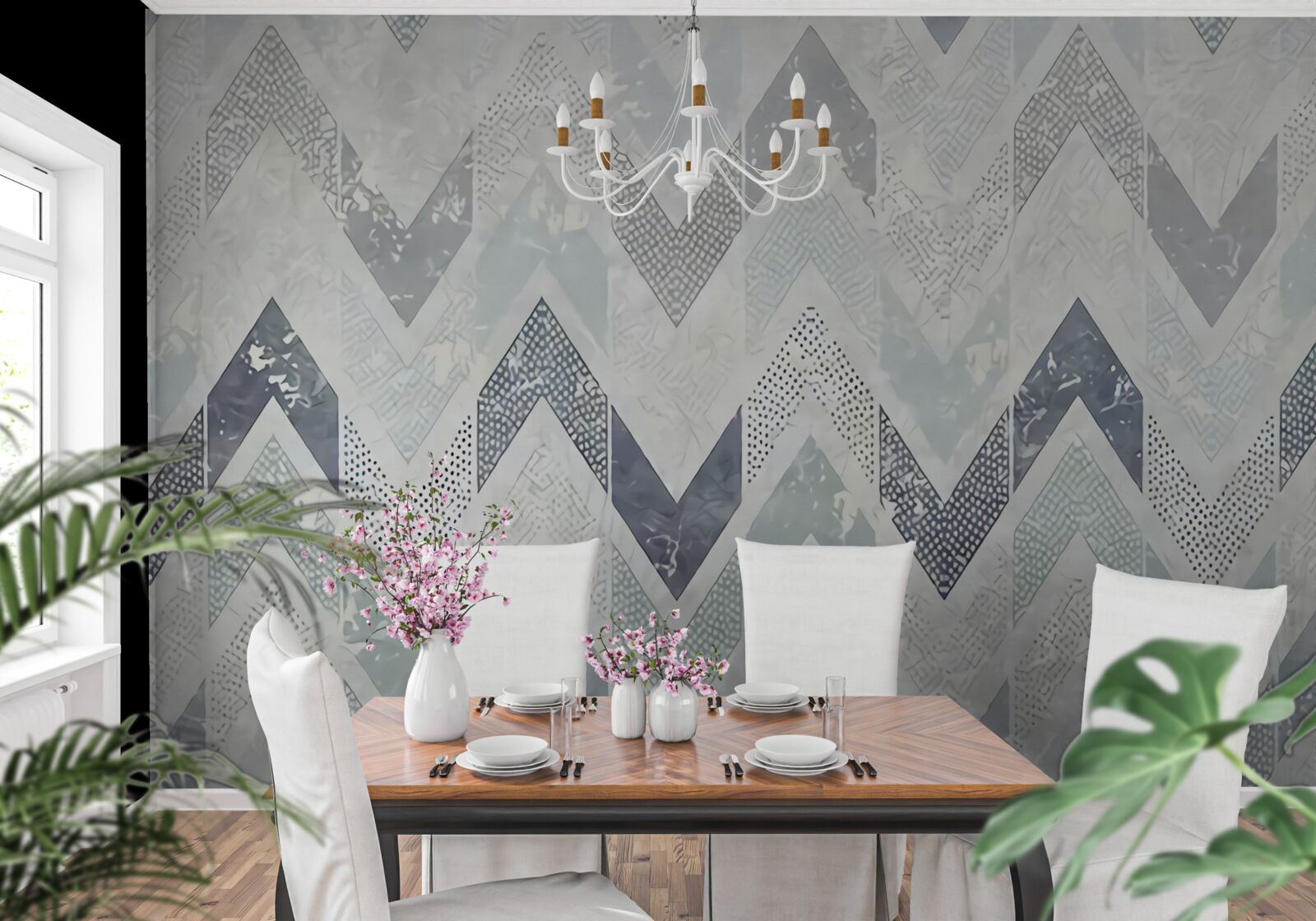 Papier peint lignes froides en zigzag