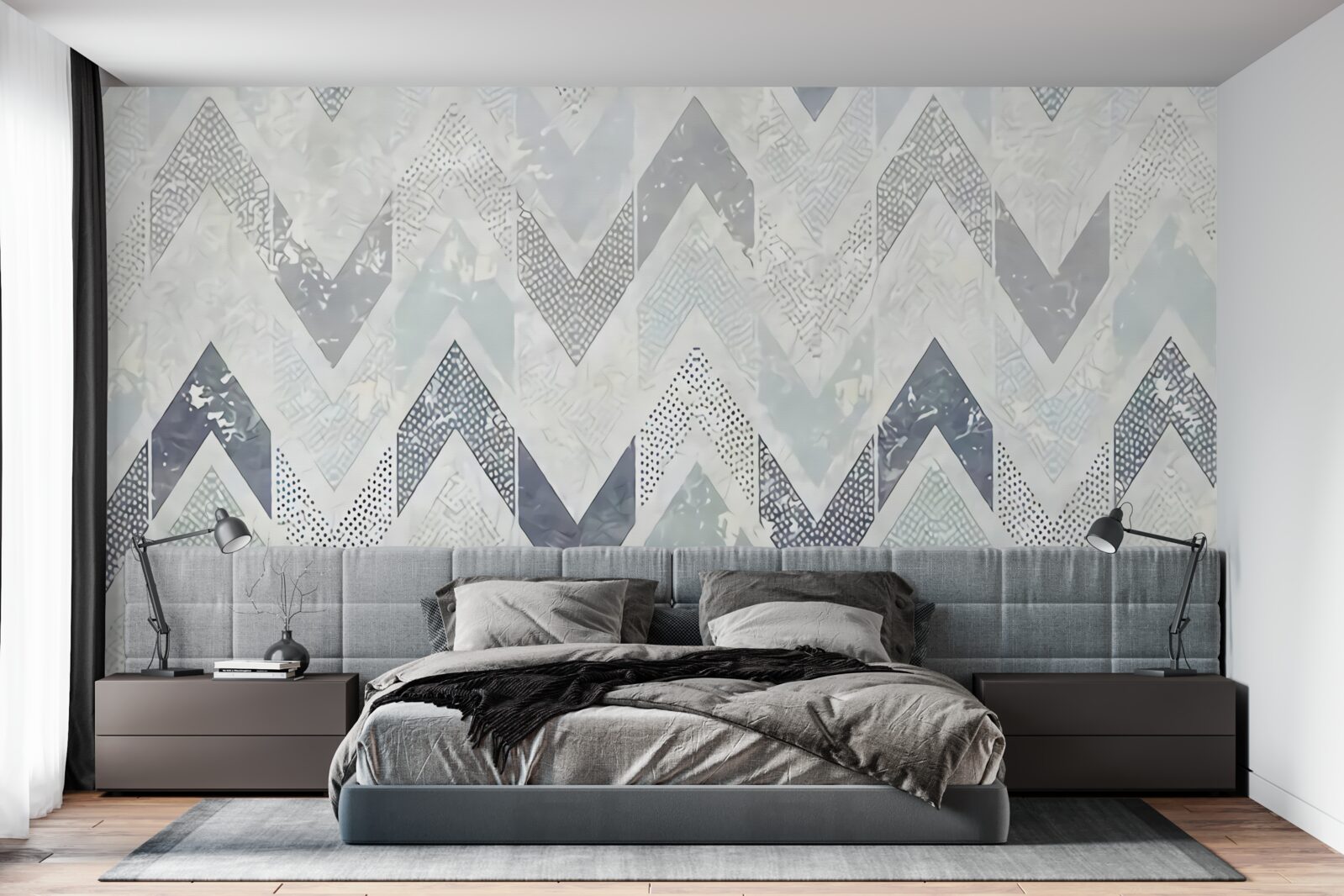 Papier peint lignes froides en zigzag