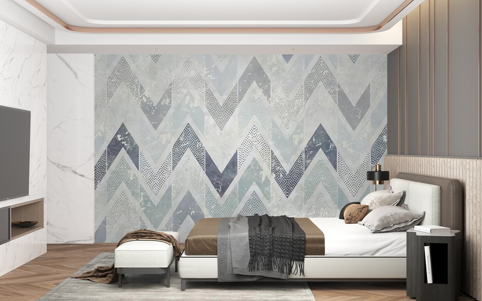 Papier peint lignes froides en zigzag