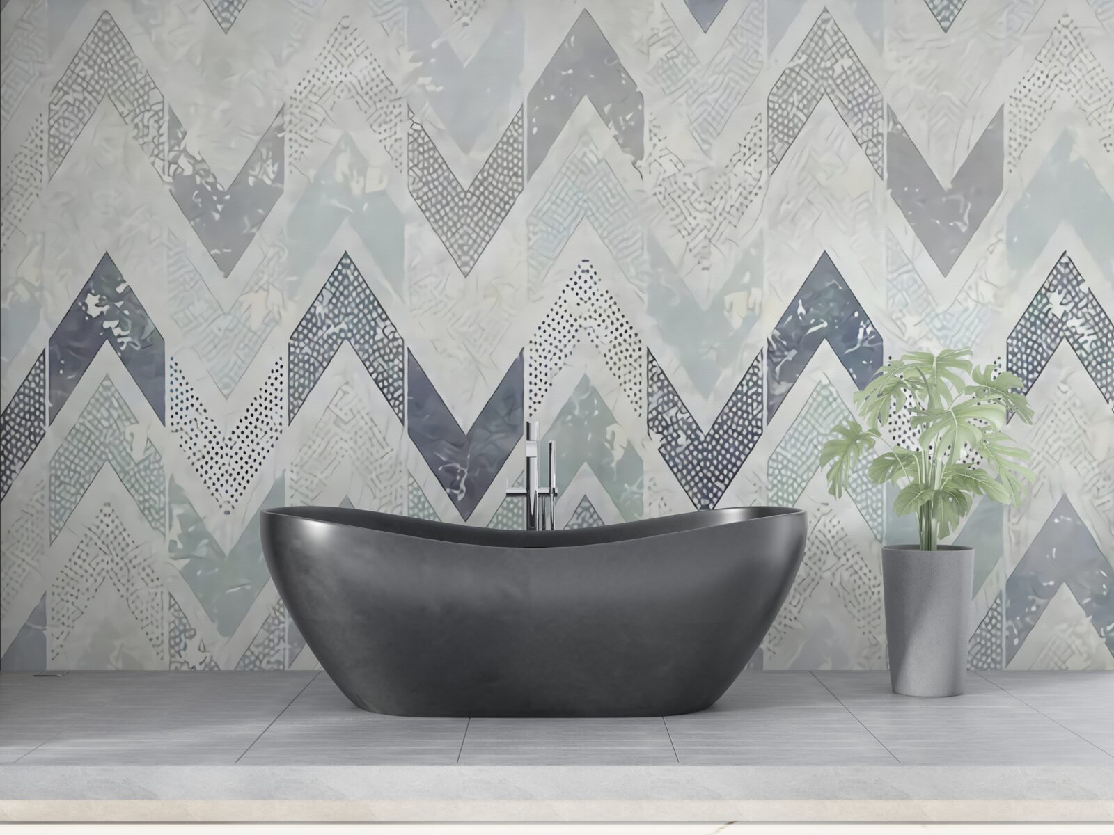 Papier peint lignes froides en zigzag