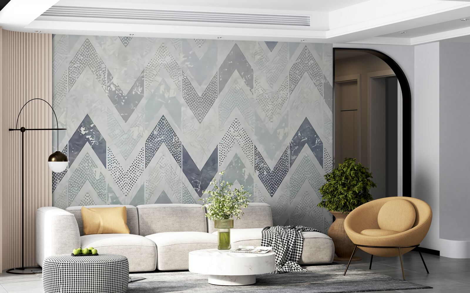 Papier peint lignes froides en zigzag