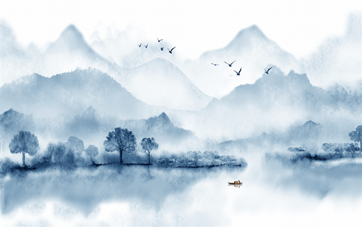 Papier peint calme et tranquillité sur un étang de pêche de montagne