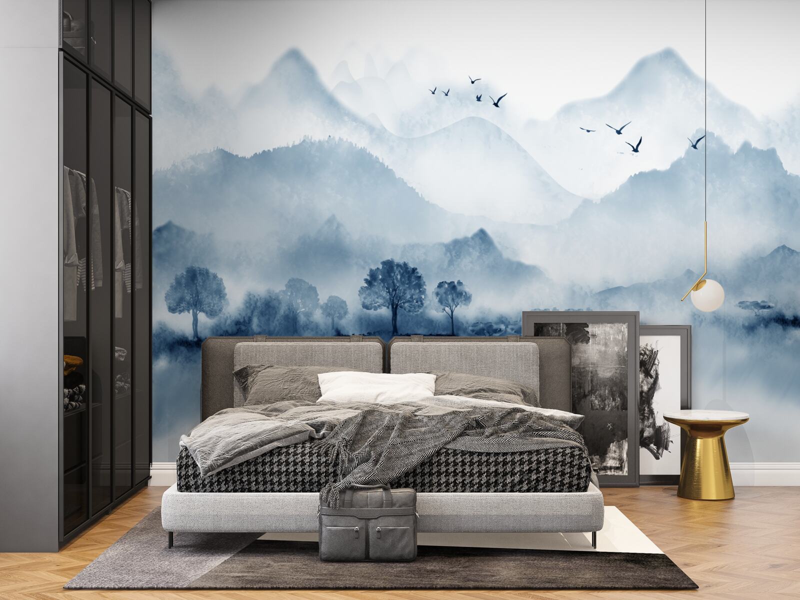 Papier peint calme et tranquillité sur un étang de pêche de montagne