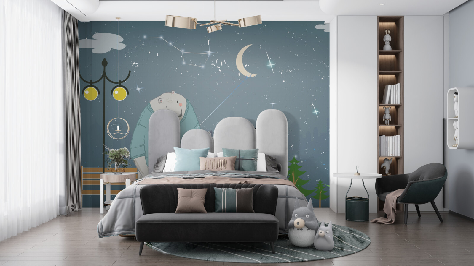 Papier peint promenade nocturne dans le miskin