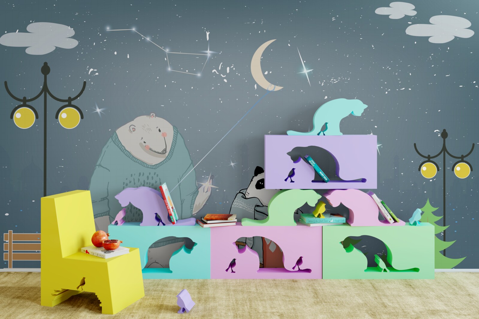 Papier peint promenade nocturne dans le miskin