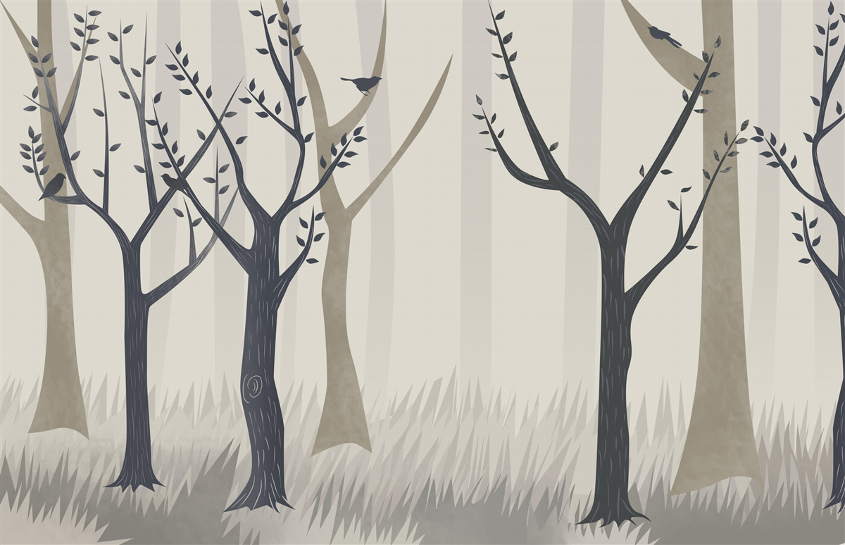 Papier peint forêt brumeuse dans l'abstrait