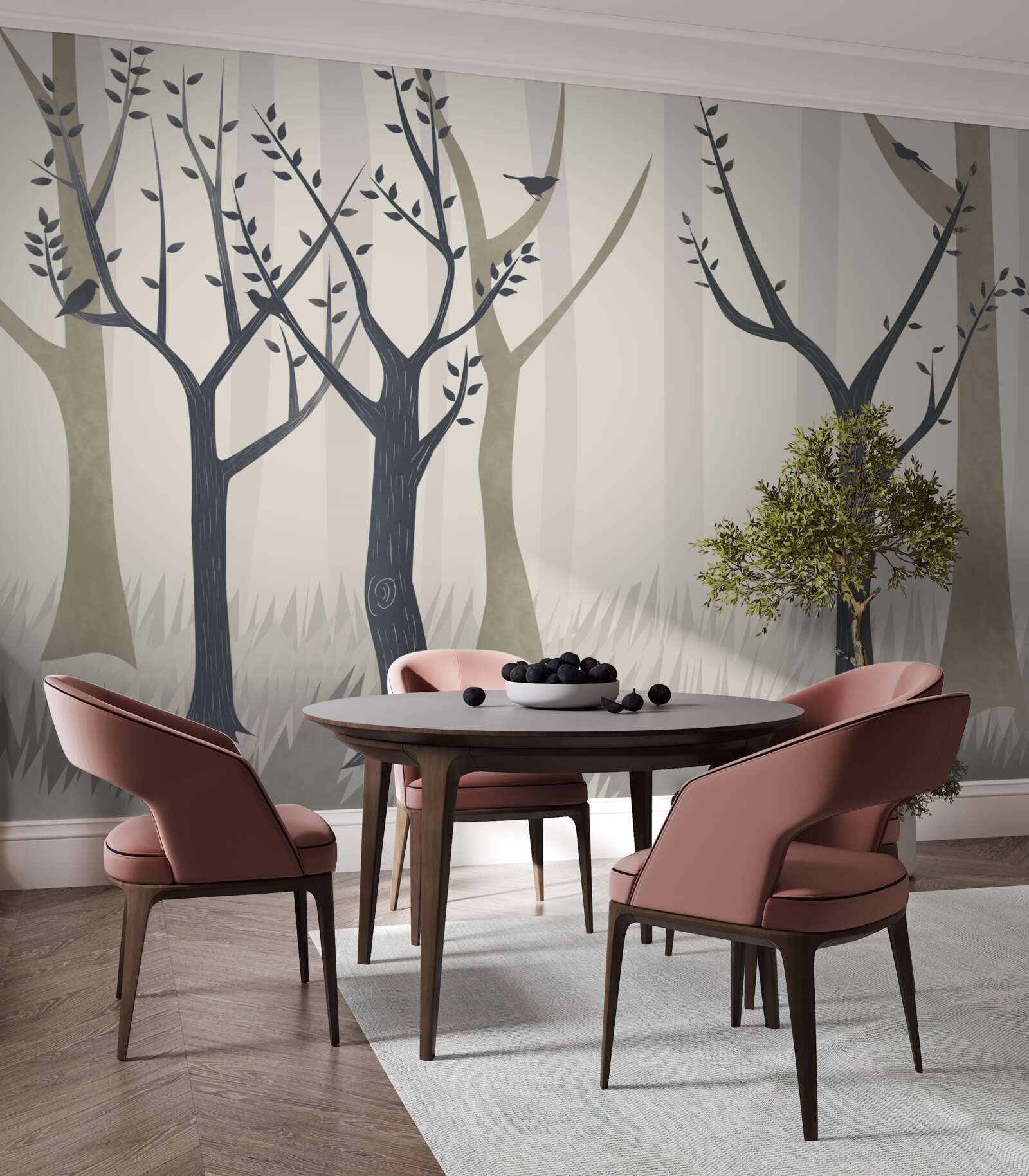 Papier peint forêt brumeuse dans l'abstrait