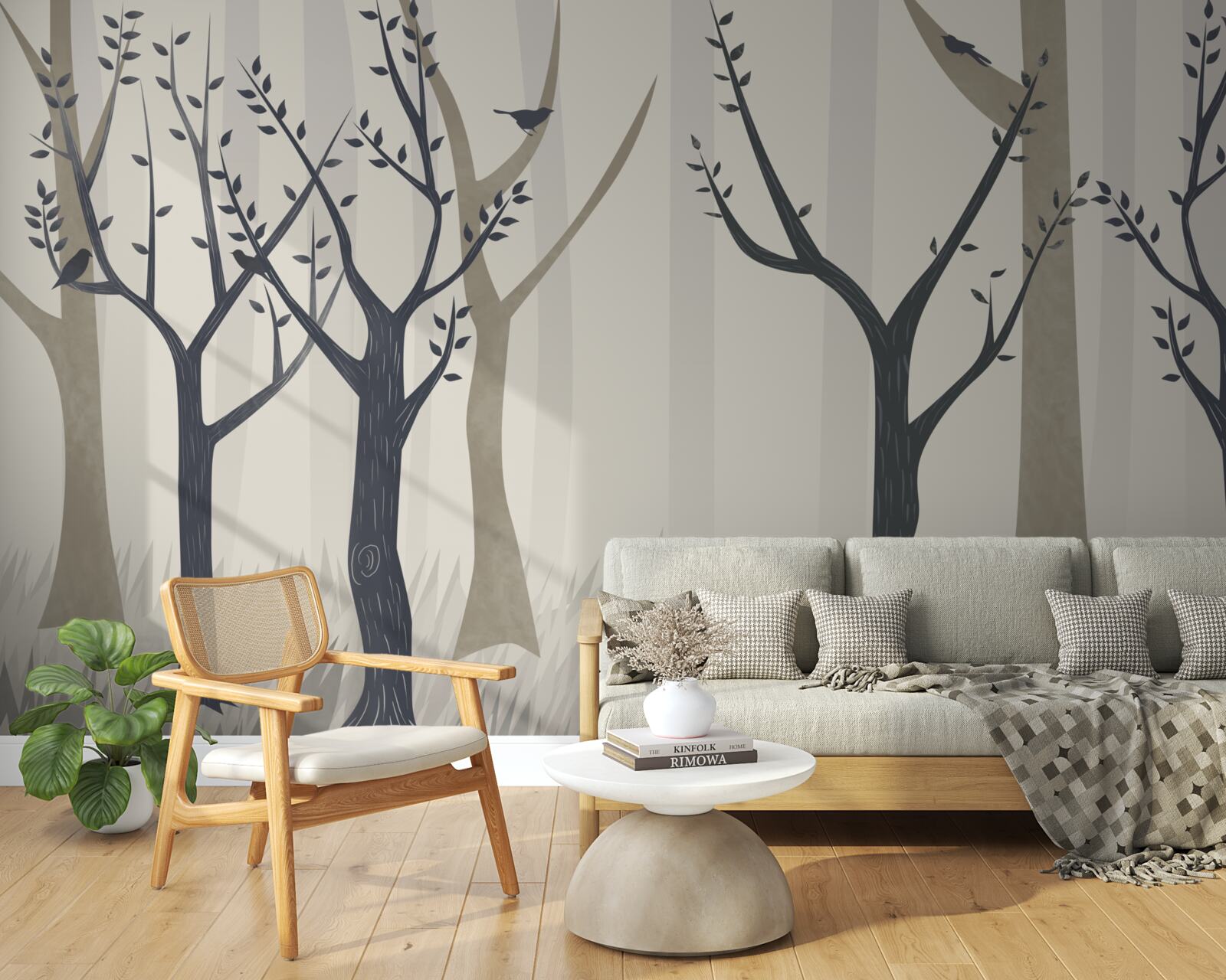 Papier peint forêt brumeuse dans l'abstrait