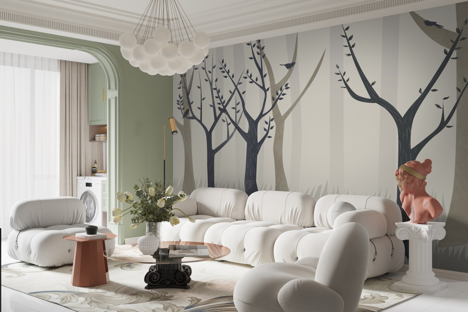 Papier peint forêt brumeuse dans l'abstrait