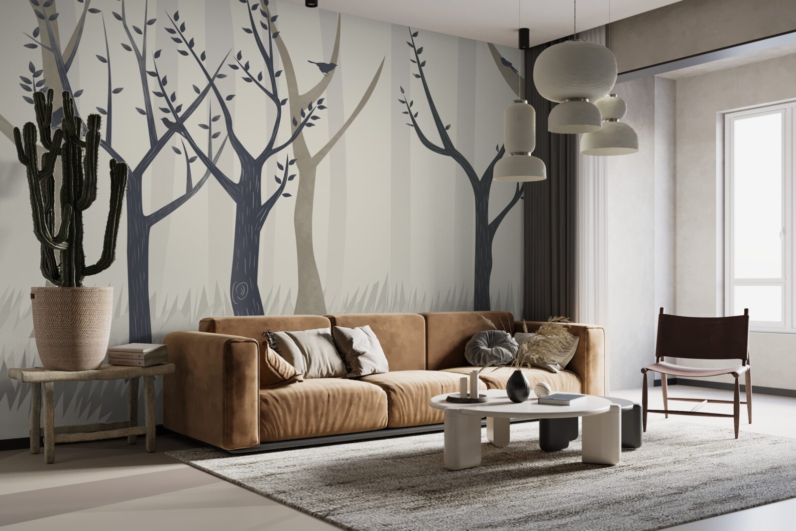 Papier peint forêt brumeuse dans l'abstrait