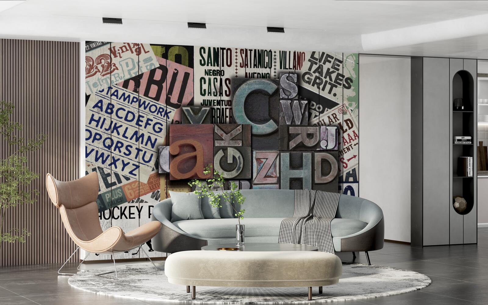 Papier peint inscriptions sous diverses formes