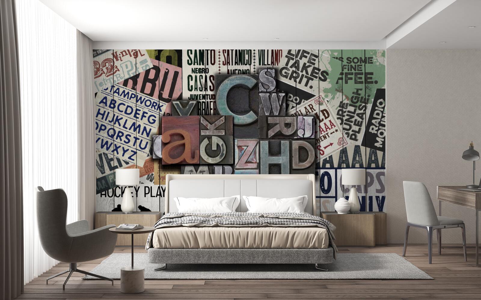 Papier peint inscriptions sous diverses formes