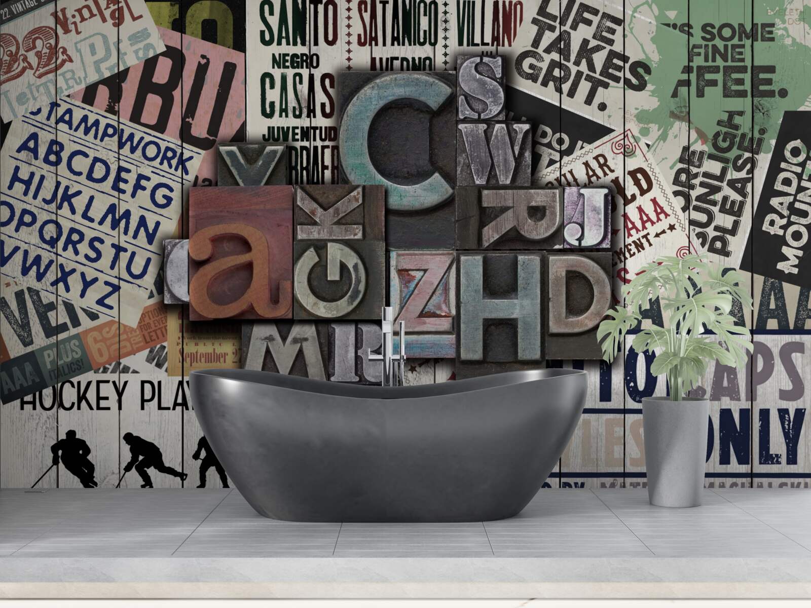 Papier peint inscriptions sous diverses formes