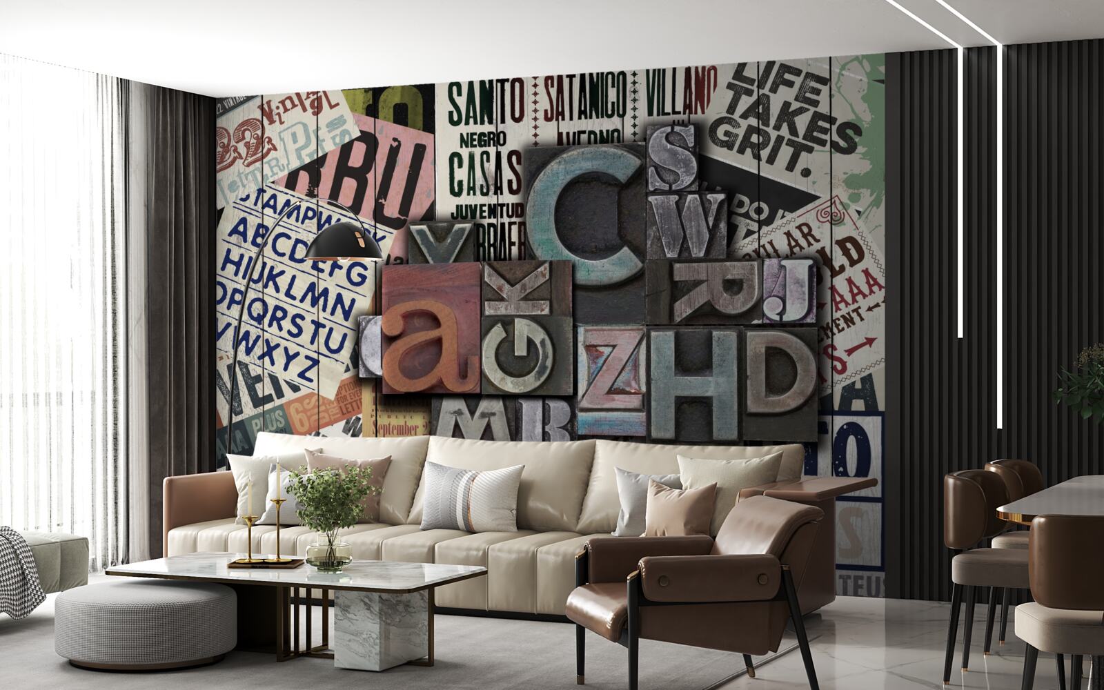 Papier peint inscriptions sous diverses formes