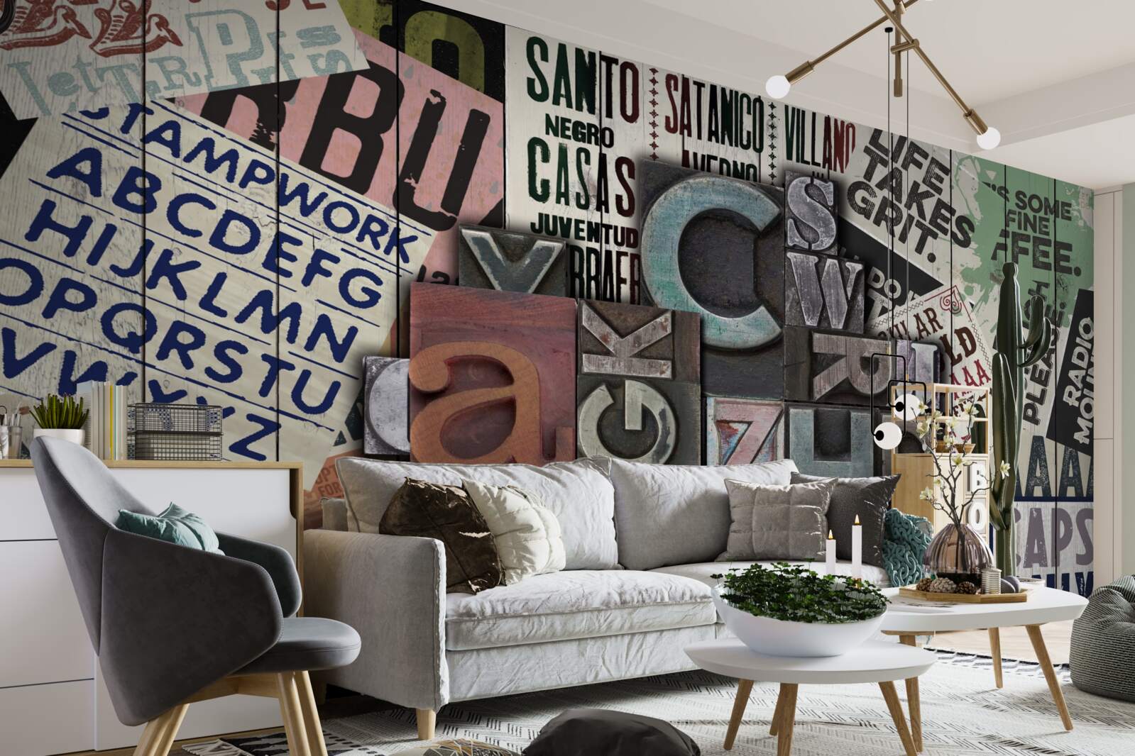 Papier peint inscriptions sous diverses formes