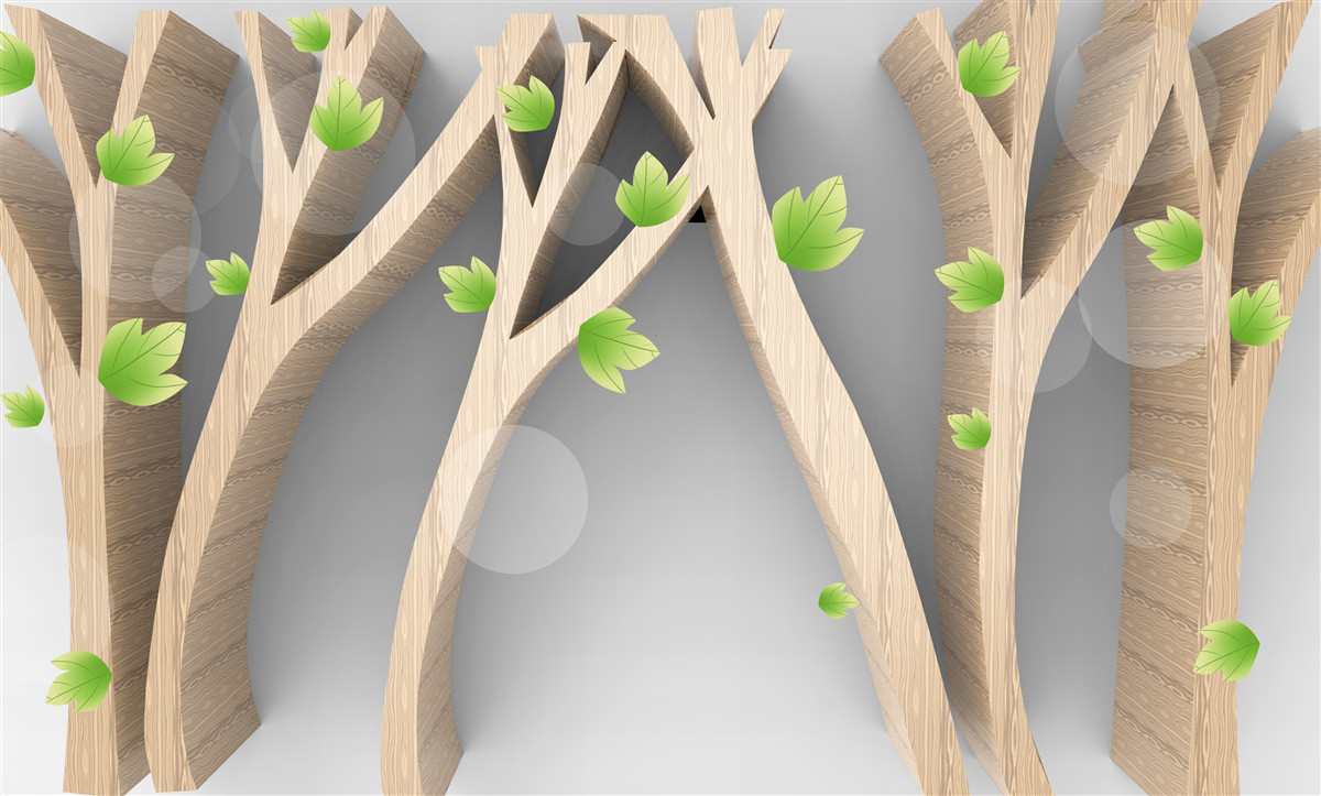 Papier peint forêt abstraite à feuilles caduques