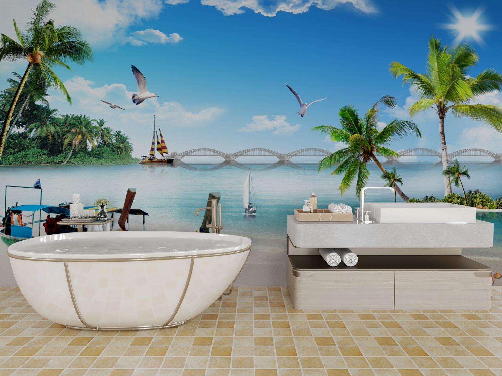 Papier peint un havre sur une île inhabitée