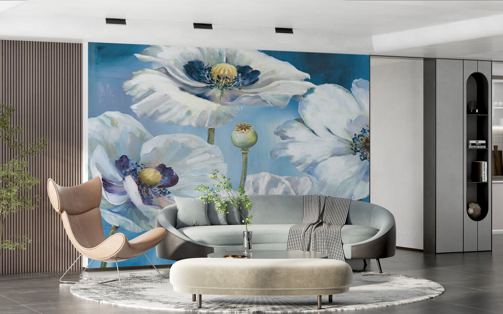 Papier peint d'énormes coquelicots blancs