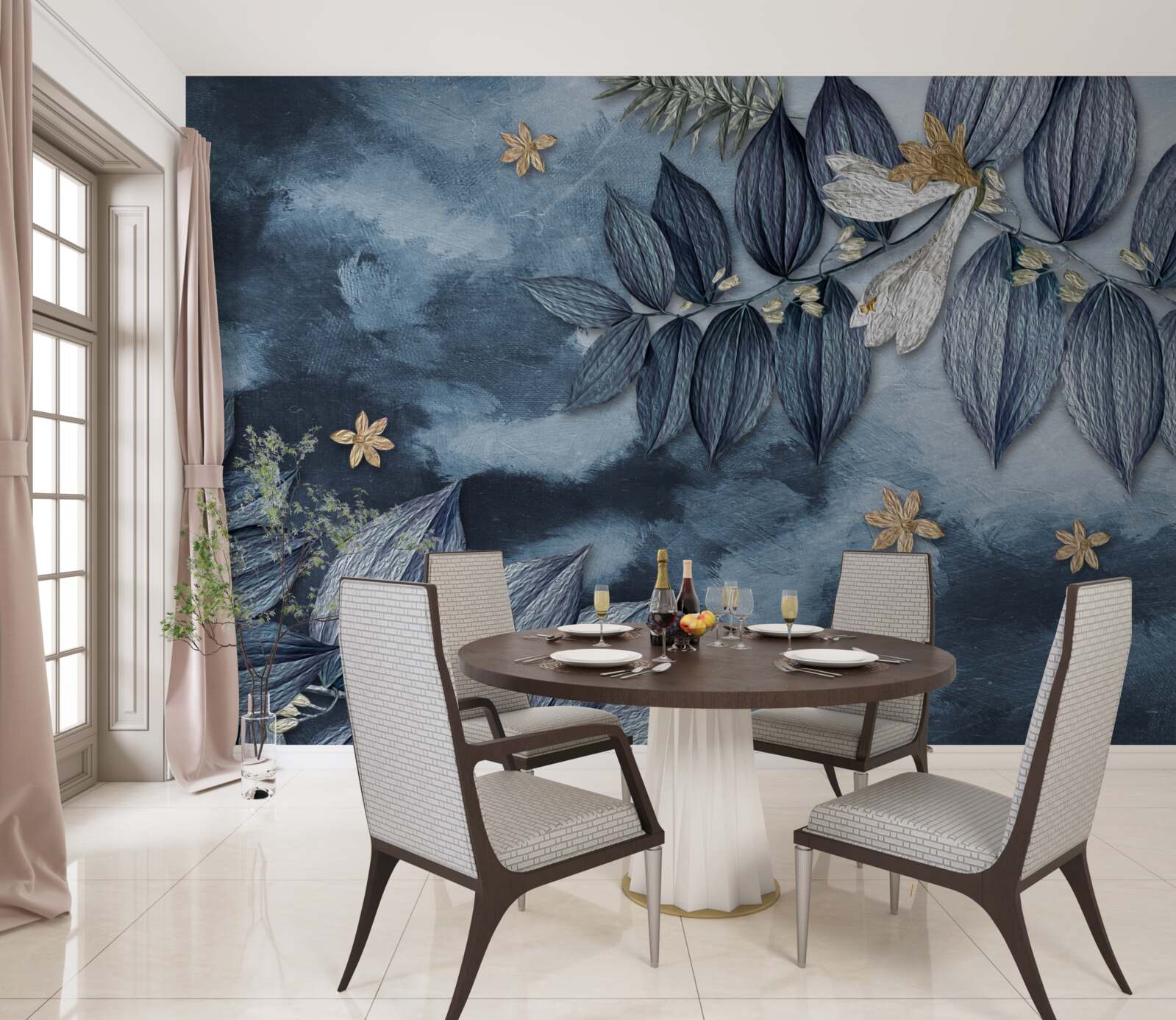 Papier peint une nuit avec des nuages dans une forêt tropicale