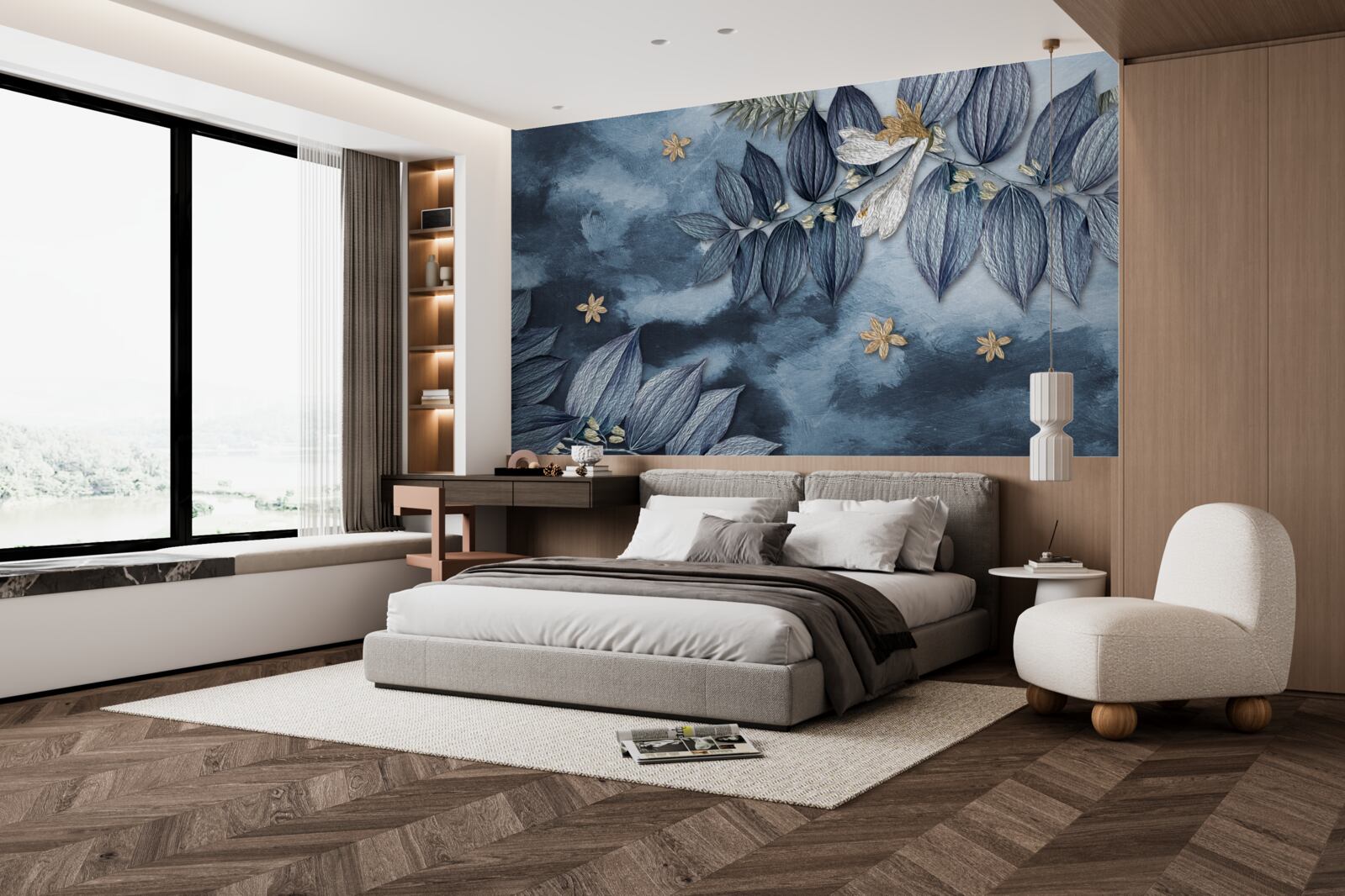 Papier peint une nuit avec des nuages dans une forêt tropicale