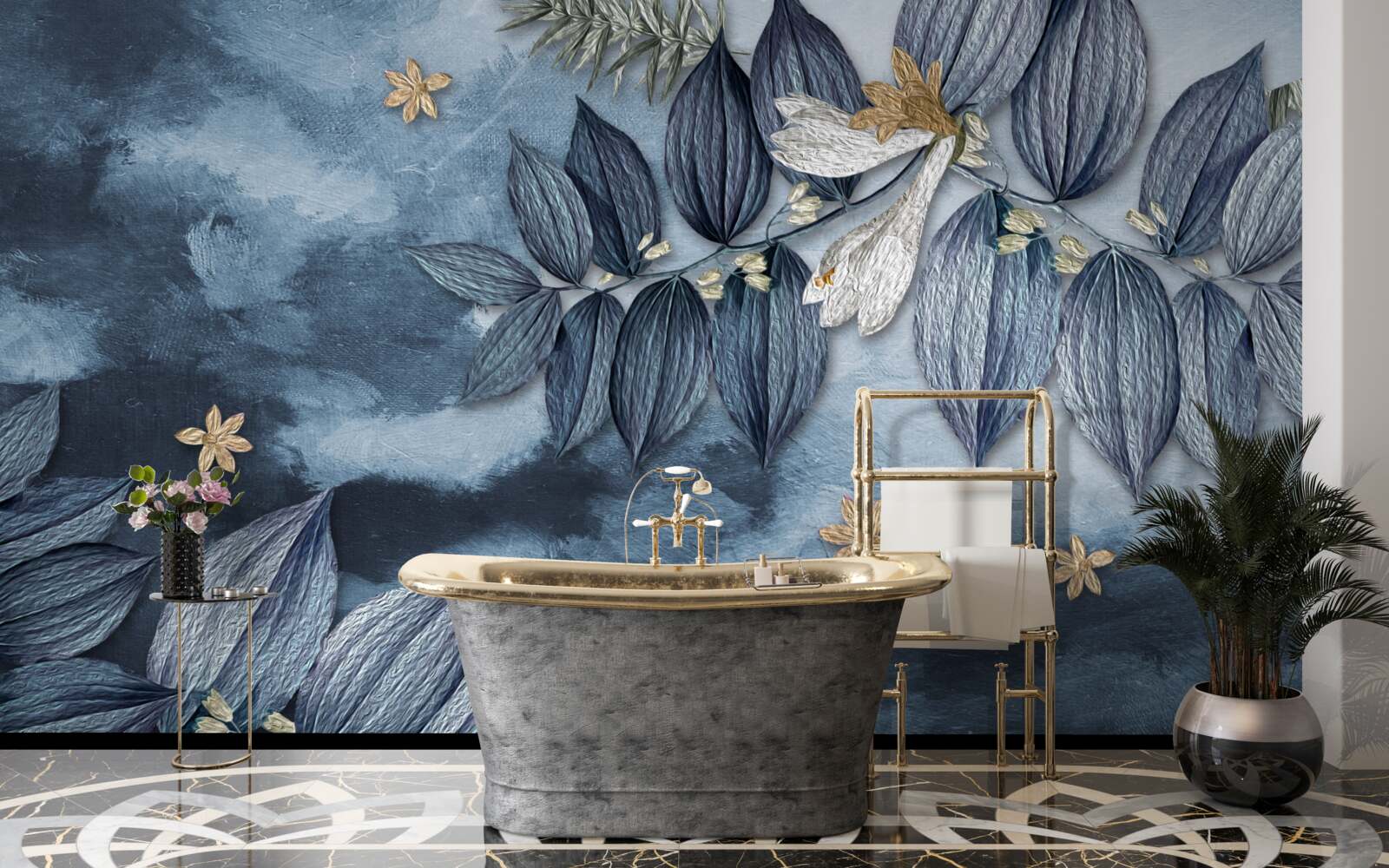 Papier peint une nuit avec des nuages dans une forêt tropicale