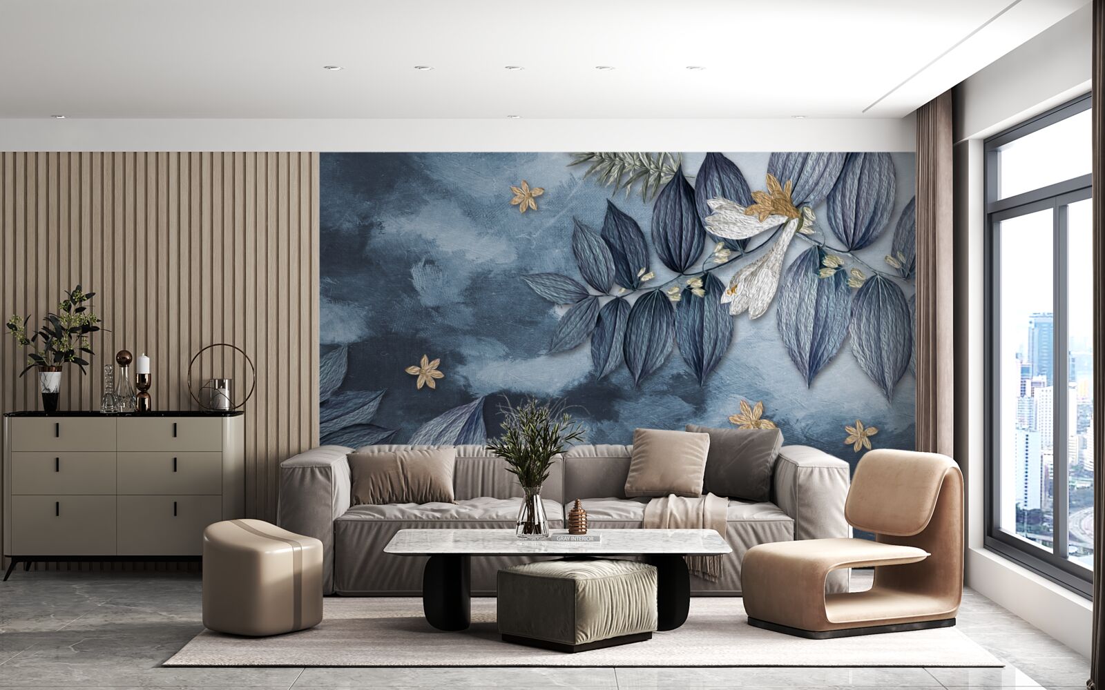 Papier peint une nuit avec des nuages dans une forêt tropicale