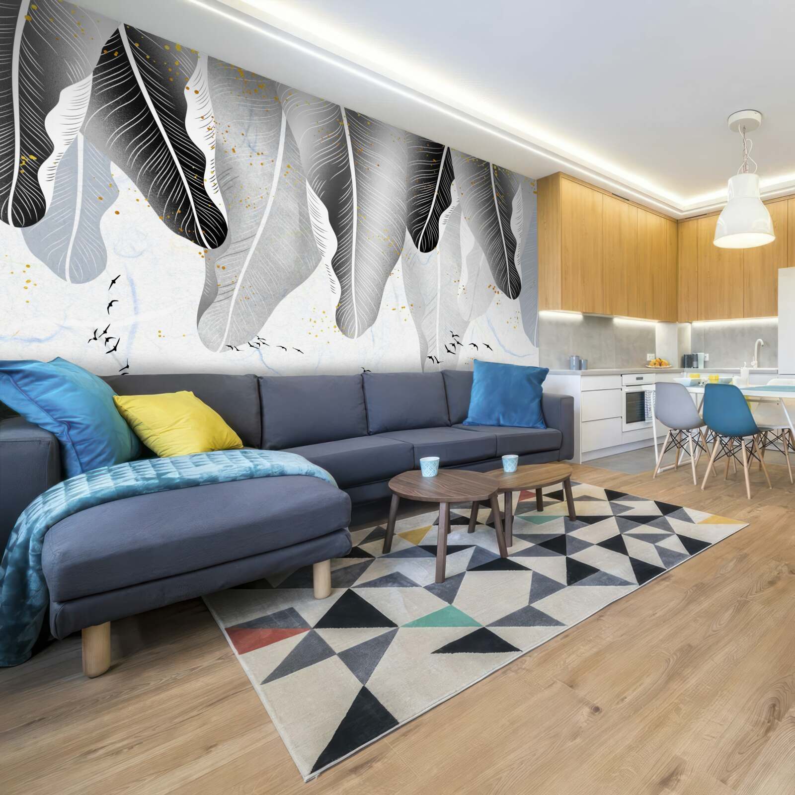 Papier peint schéma avec des éléments tropicaux