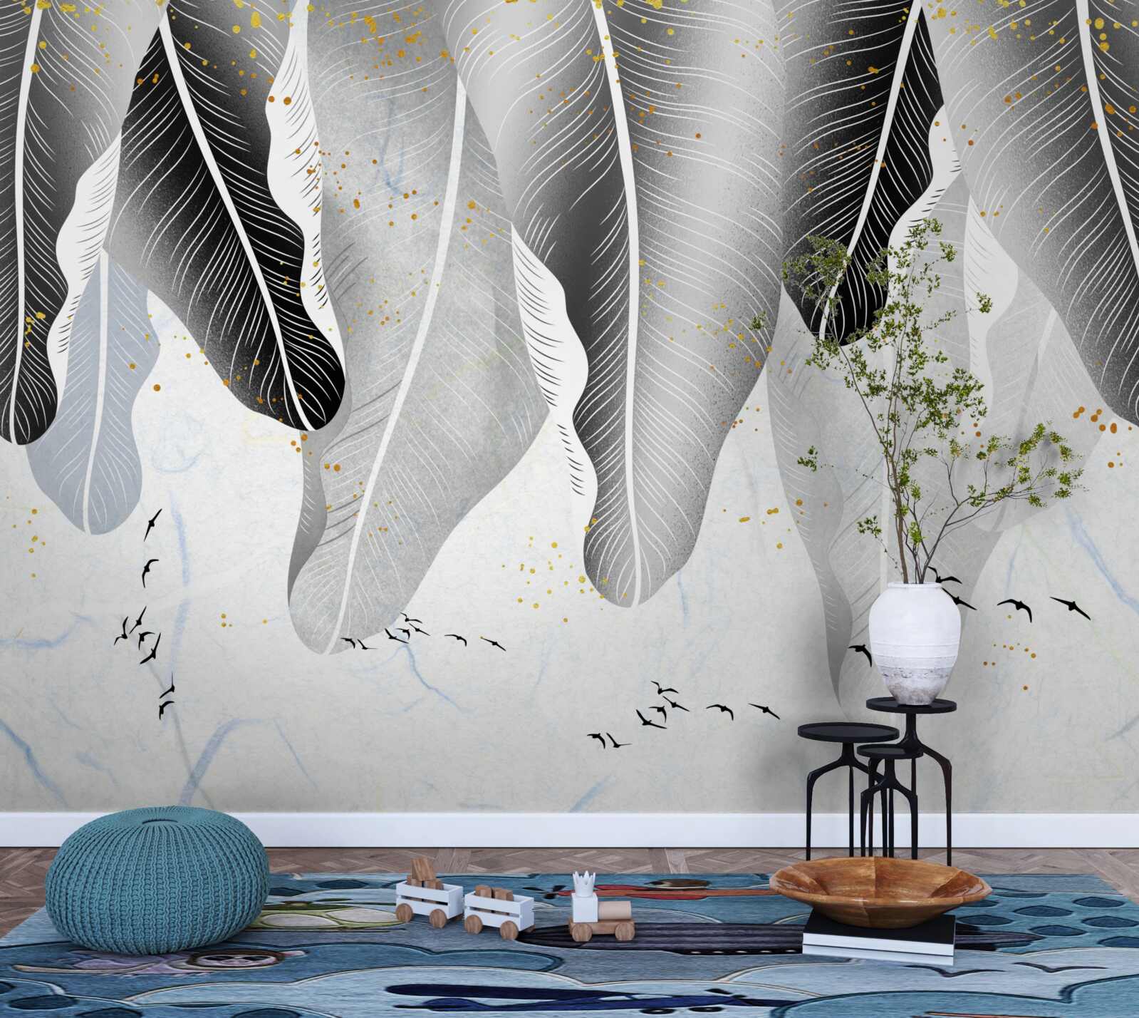 Papier peint schéma avec des éléments tropicaux