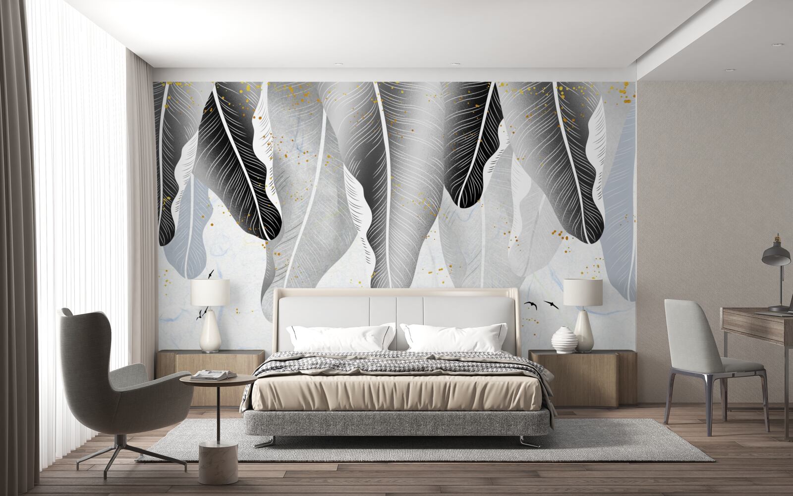 Papier peint schéma avec des éléments tropicaux