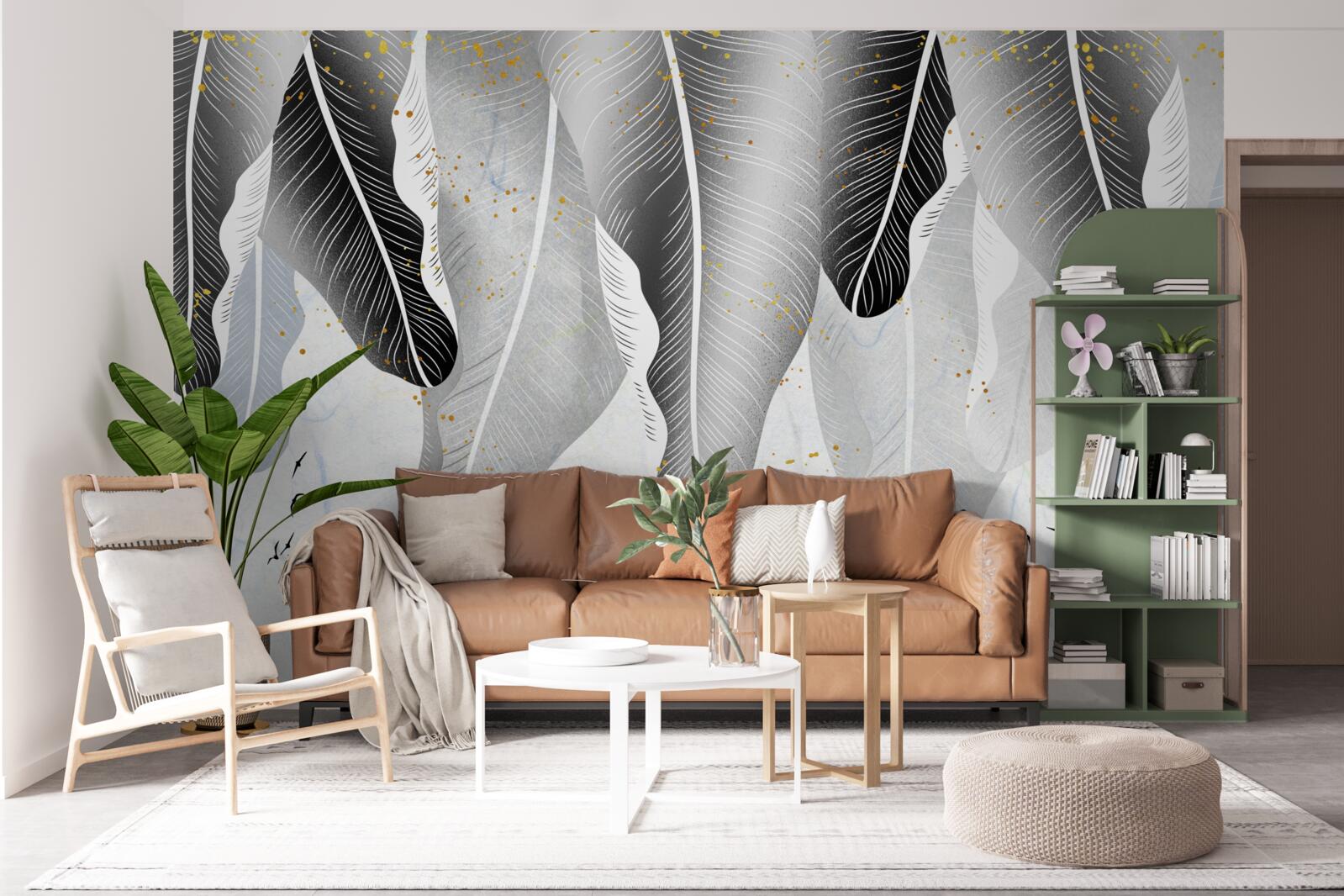 Papier peint schéma avec des éléments tropicaux