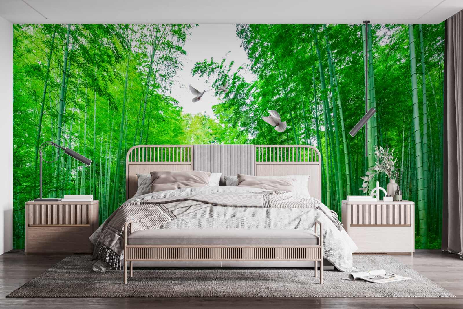 Papier peint Chemin à travers une forêt de bambous