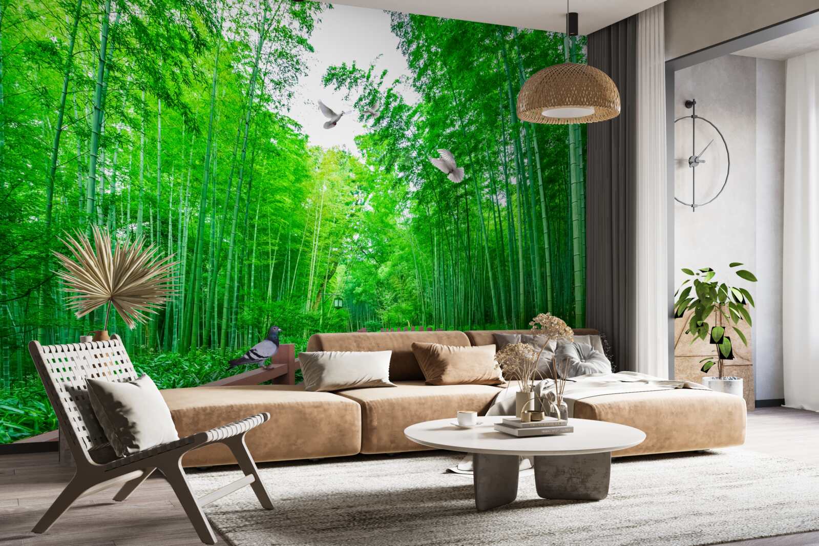 Papier peint Chemin à travers une forêt de bambous