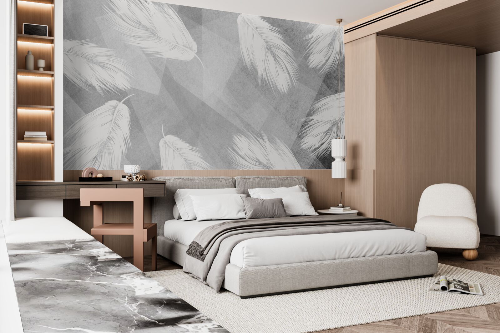 Papier peint duvet doux et blanc comme neige