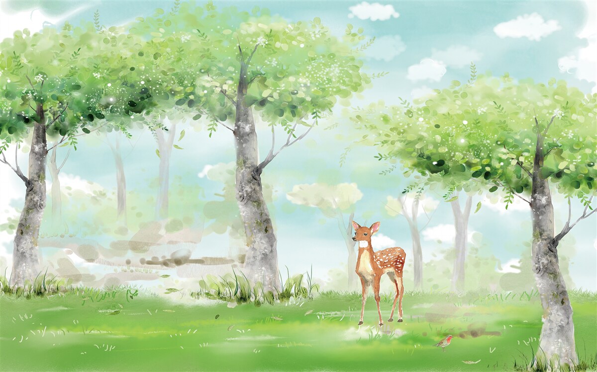 Papier peint bête du nord dans le bosquet multicolore