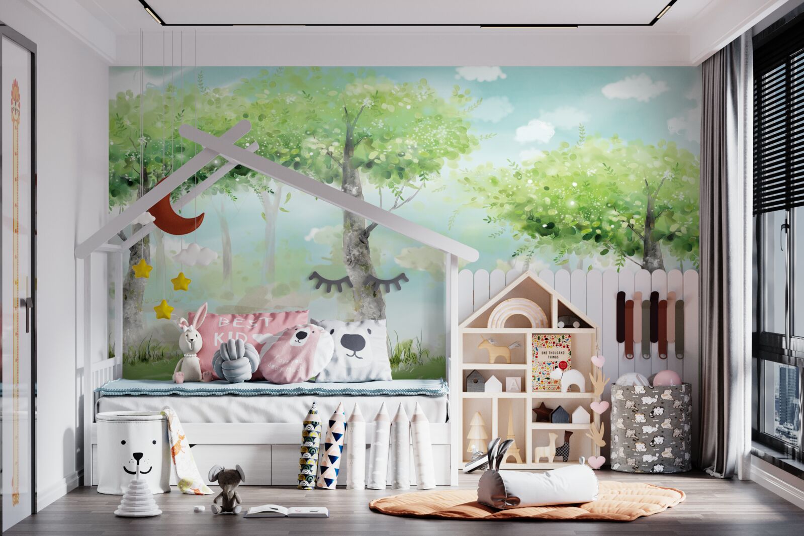 Papier peint bête du nord dans le bosquet multicolore