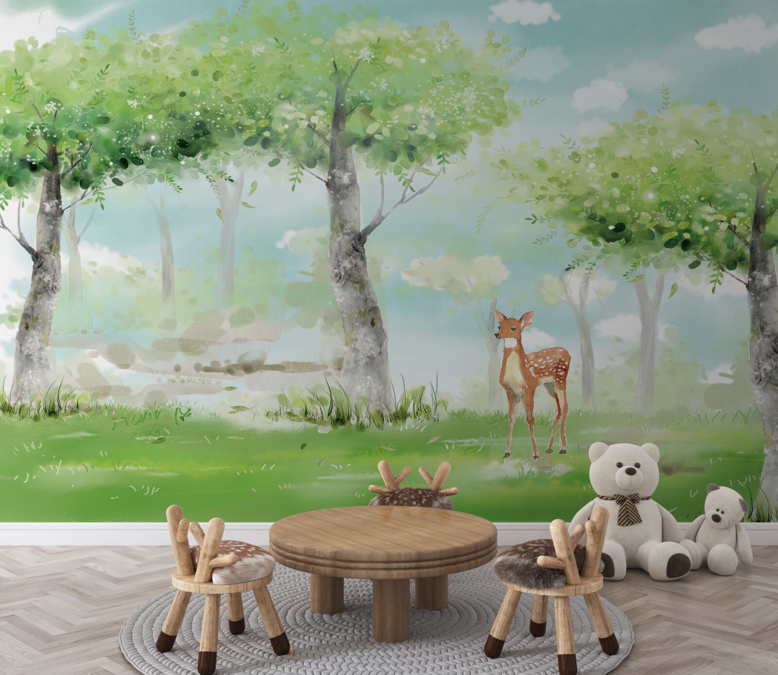 Papier peint bête du nord dans le bosquet multicolore