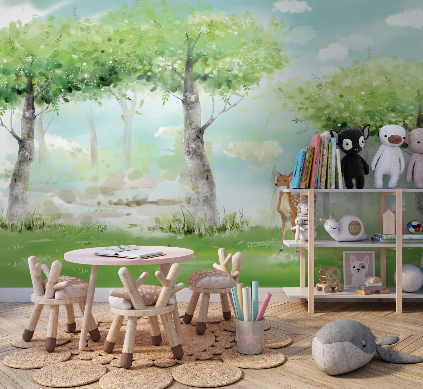 Papier peint bête du nord dans le bosquet multicolore