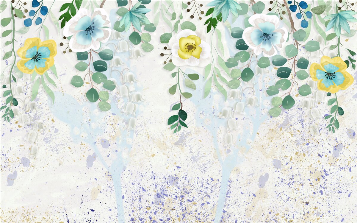 Papier peint des lianes de fleurs aux couleurs délicates