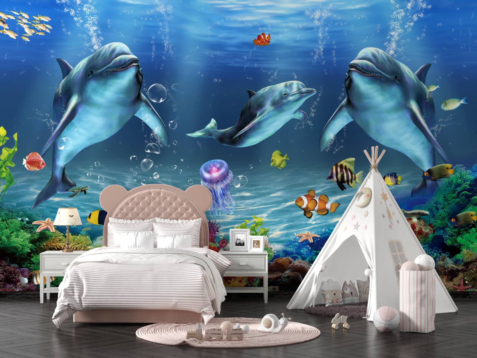 Papier peint habitants de l'eau - dauphins