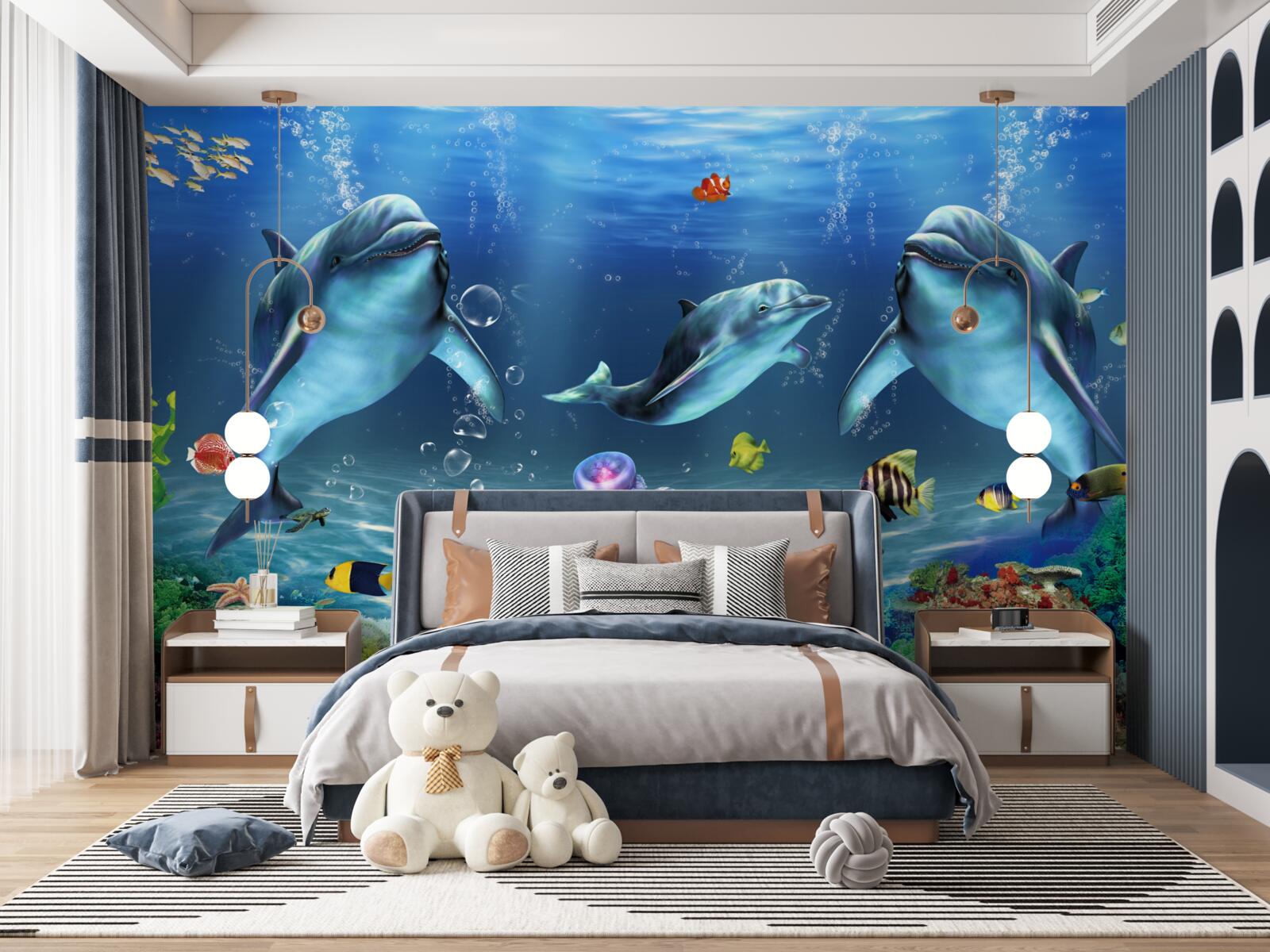 Papier peint habitants de l'eau - dauphins