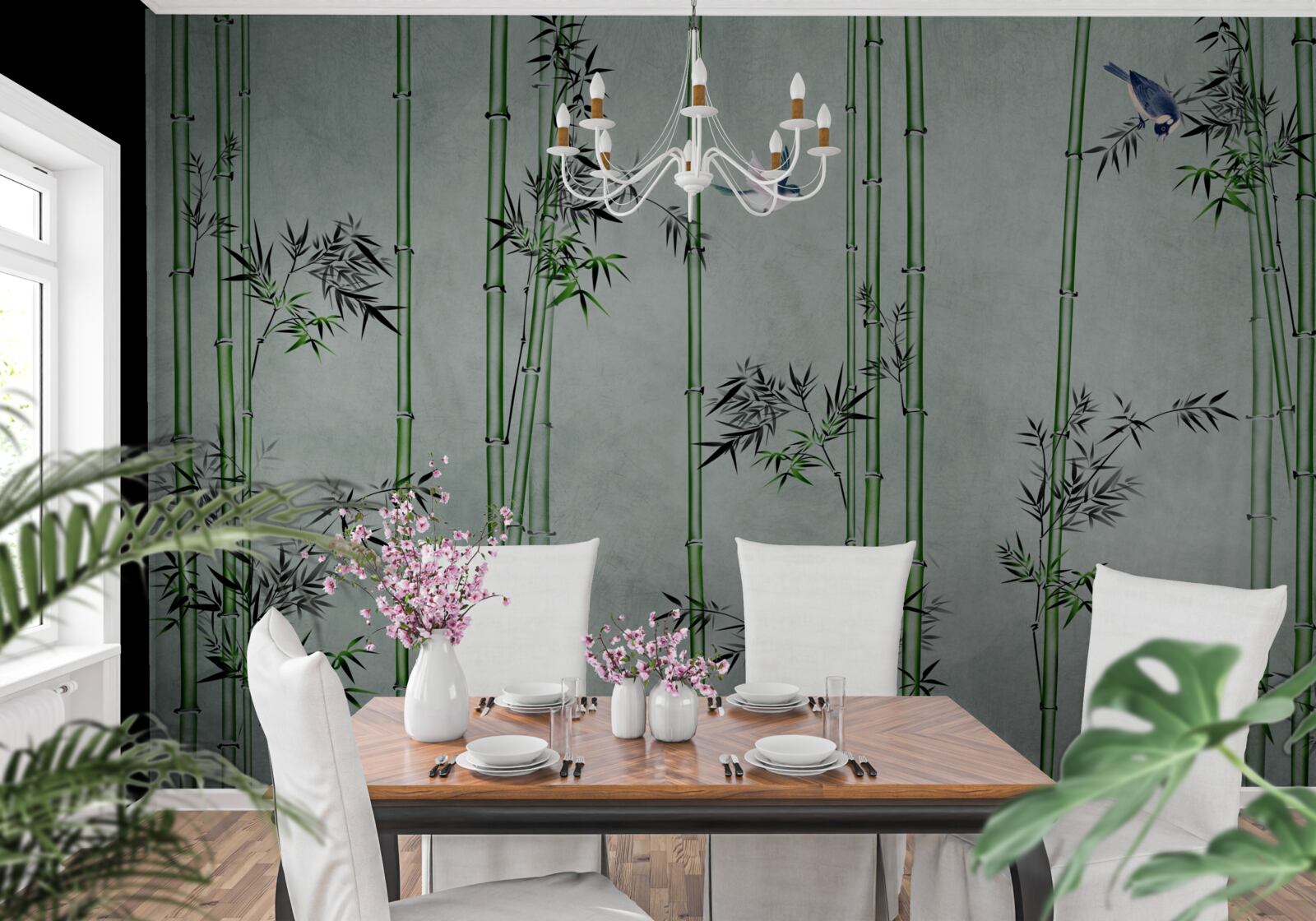 Papier peint la forêt de bambous est enveloppée de brume