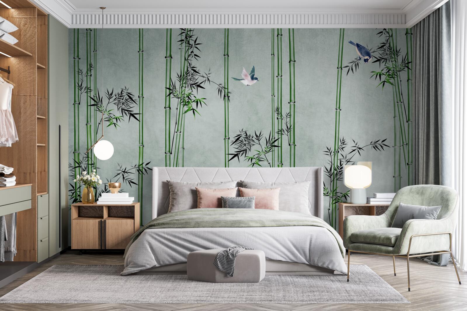 Papier peint la forêt de bambous est enveloppée de brume