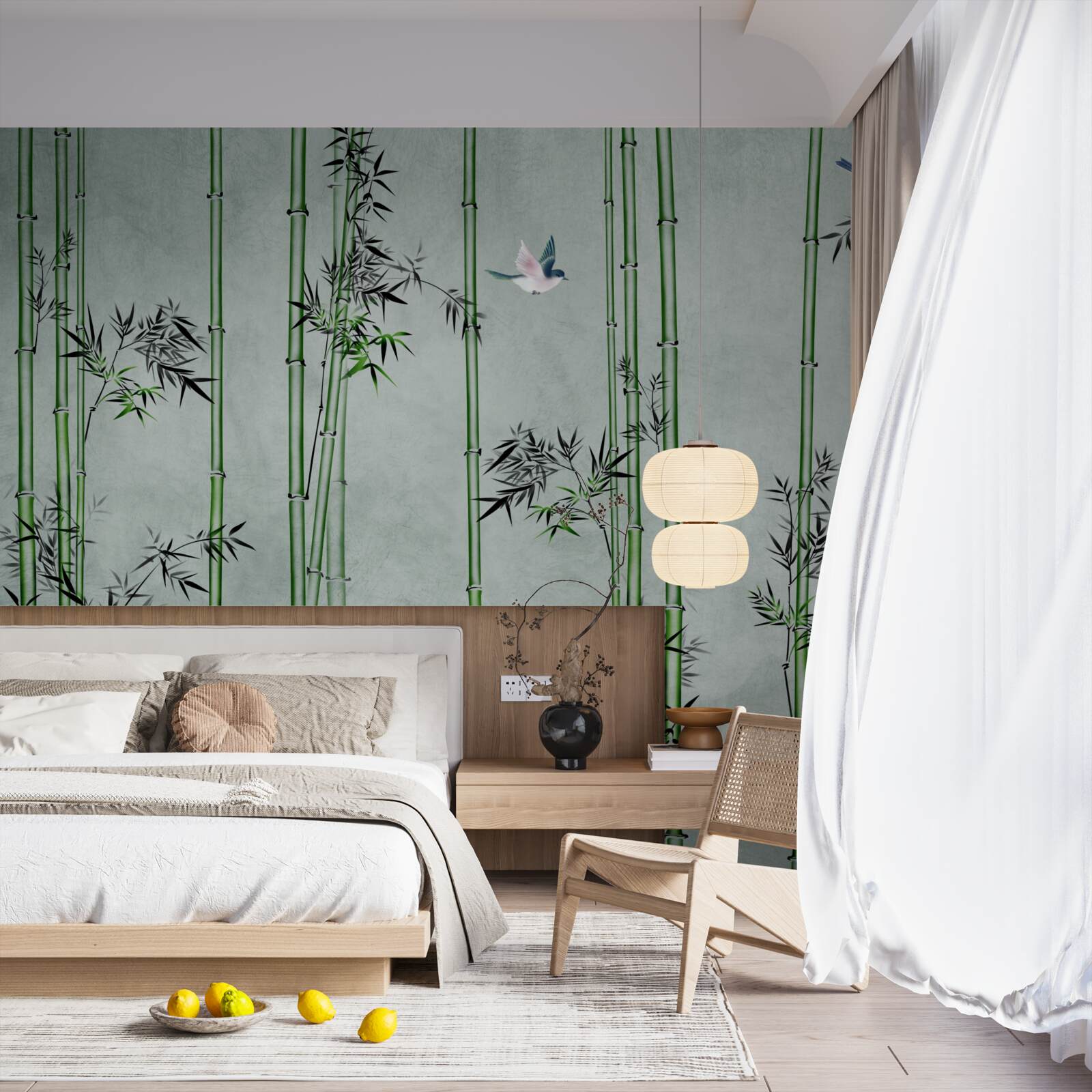 Papier peint la forêt de bambous est enveloppée de brume