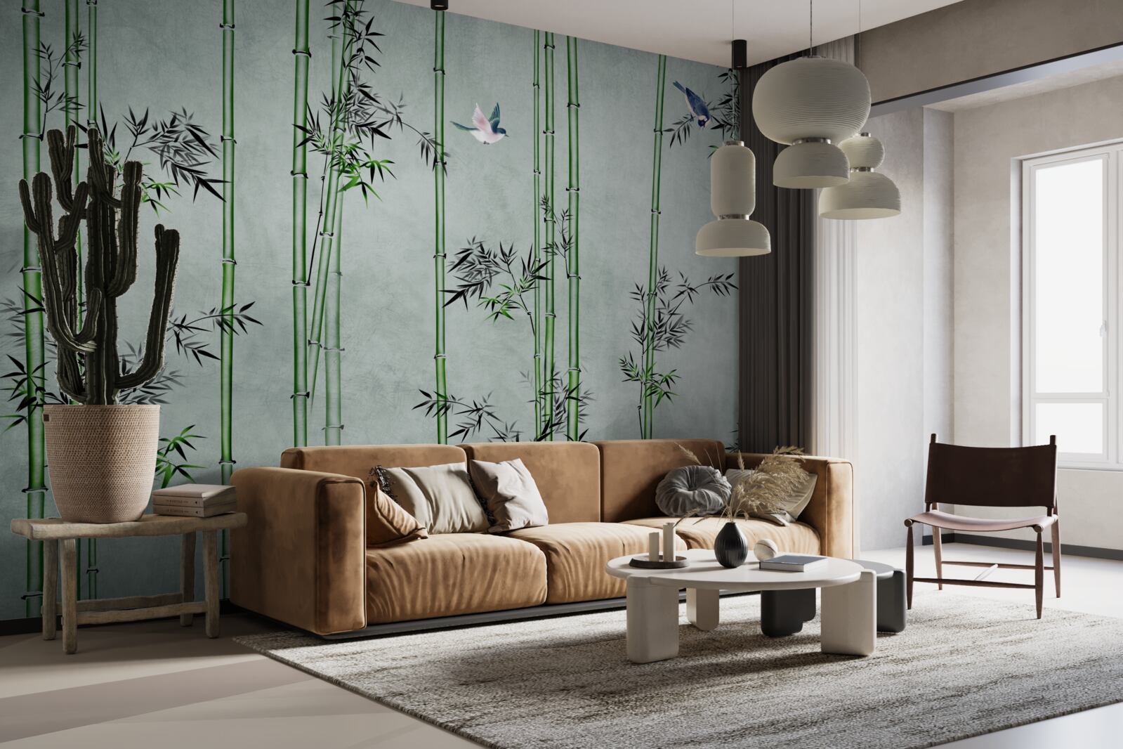 Papier peint la forêt de bambous est enveloppée de brume