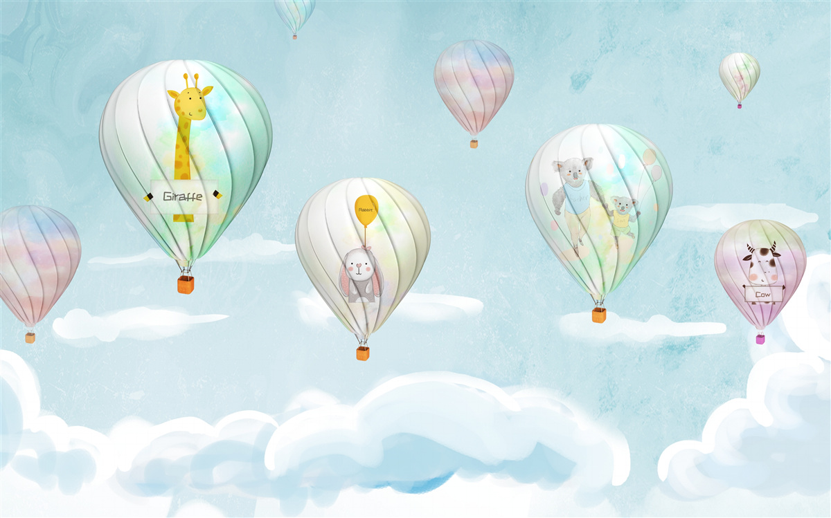 Papier peint animaux dans des boules volantes