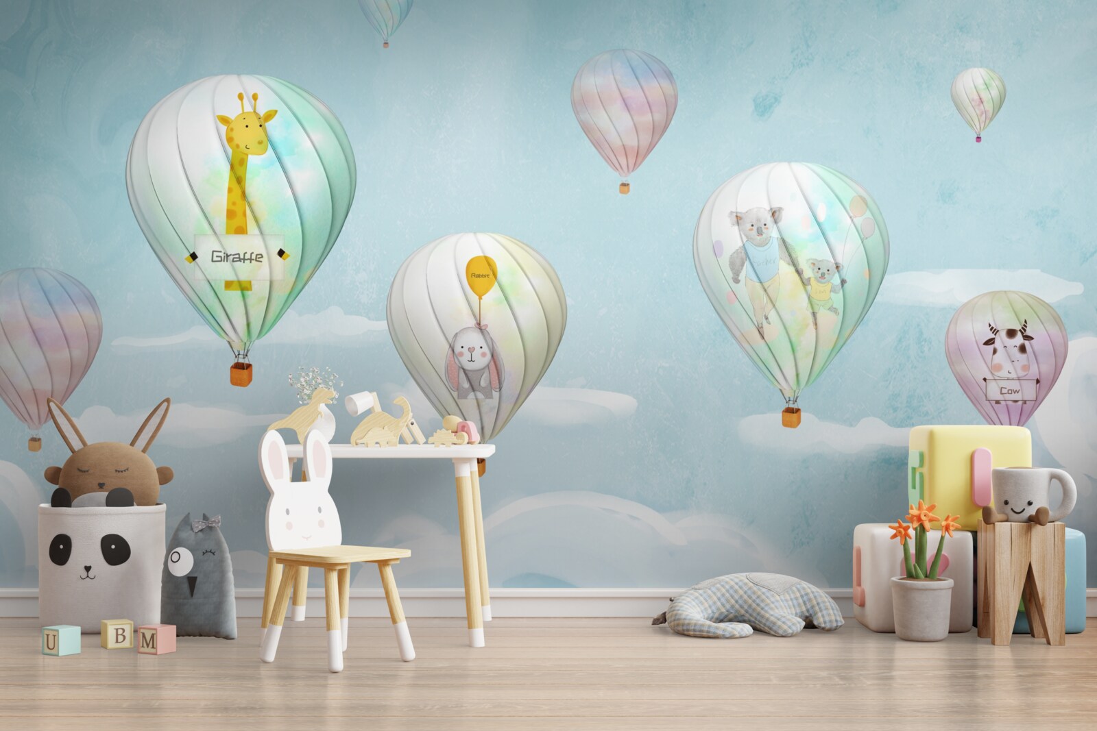 Papier peint animaux dans des boules volantes