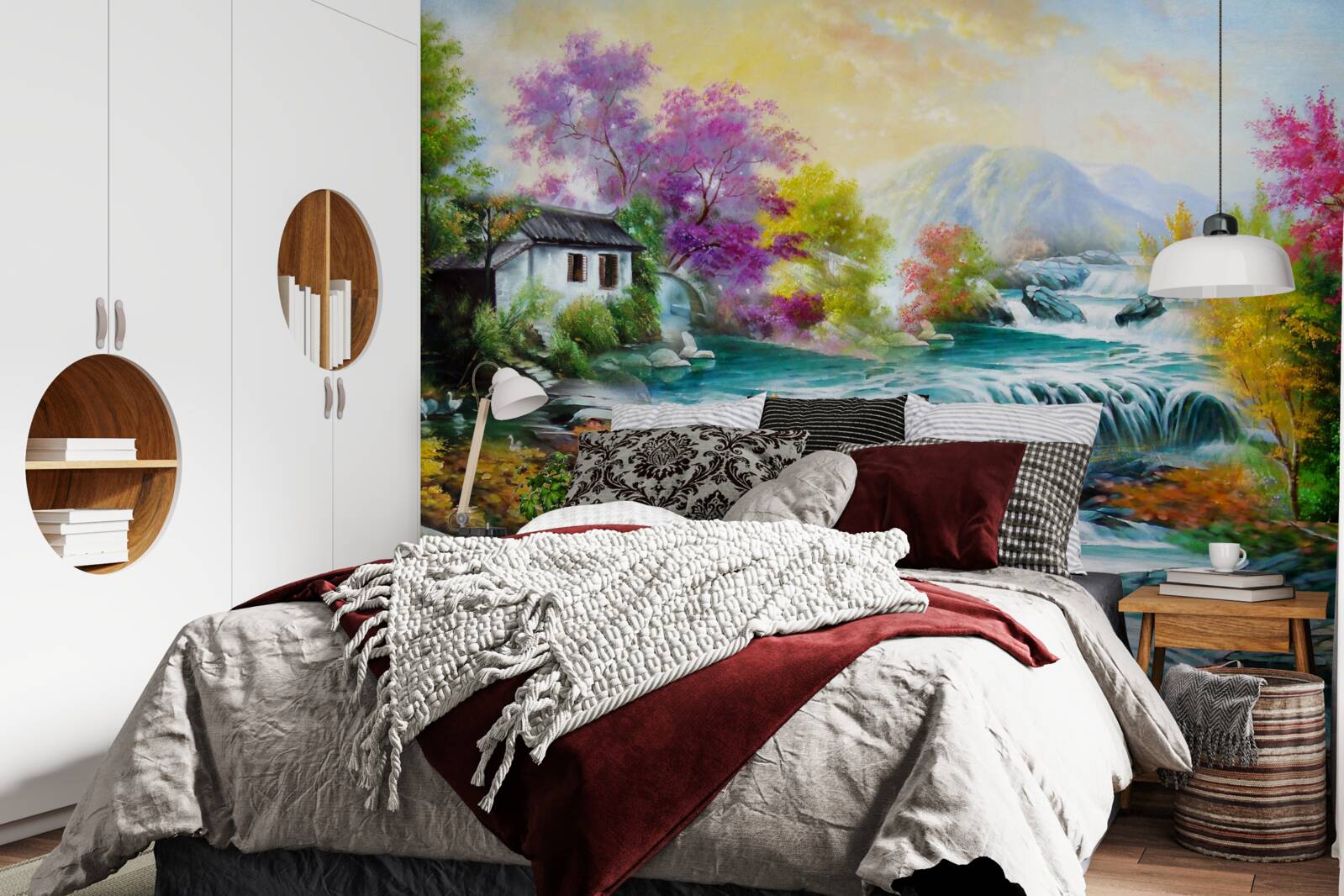 Papier peint une chute d'eau retentit dans la maison en automne