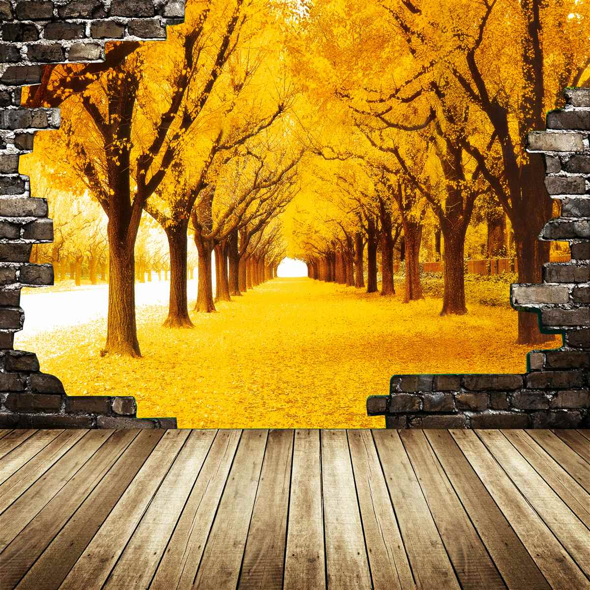 Papier peint l'avenue était couverte de feuilles jaunes